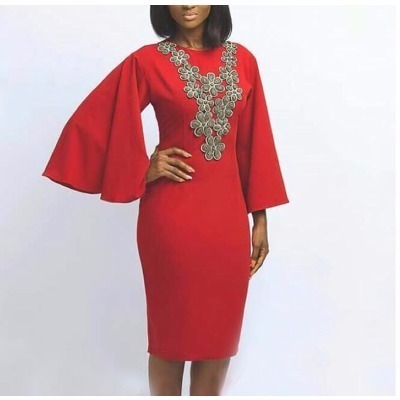 Butterfly Sleeve Dress - Red